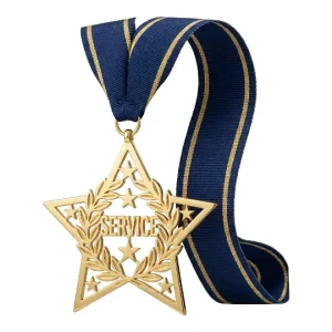 Bulk custom medals orders with personalized service award medals, ribbons and presentation boxes