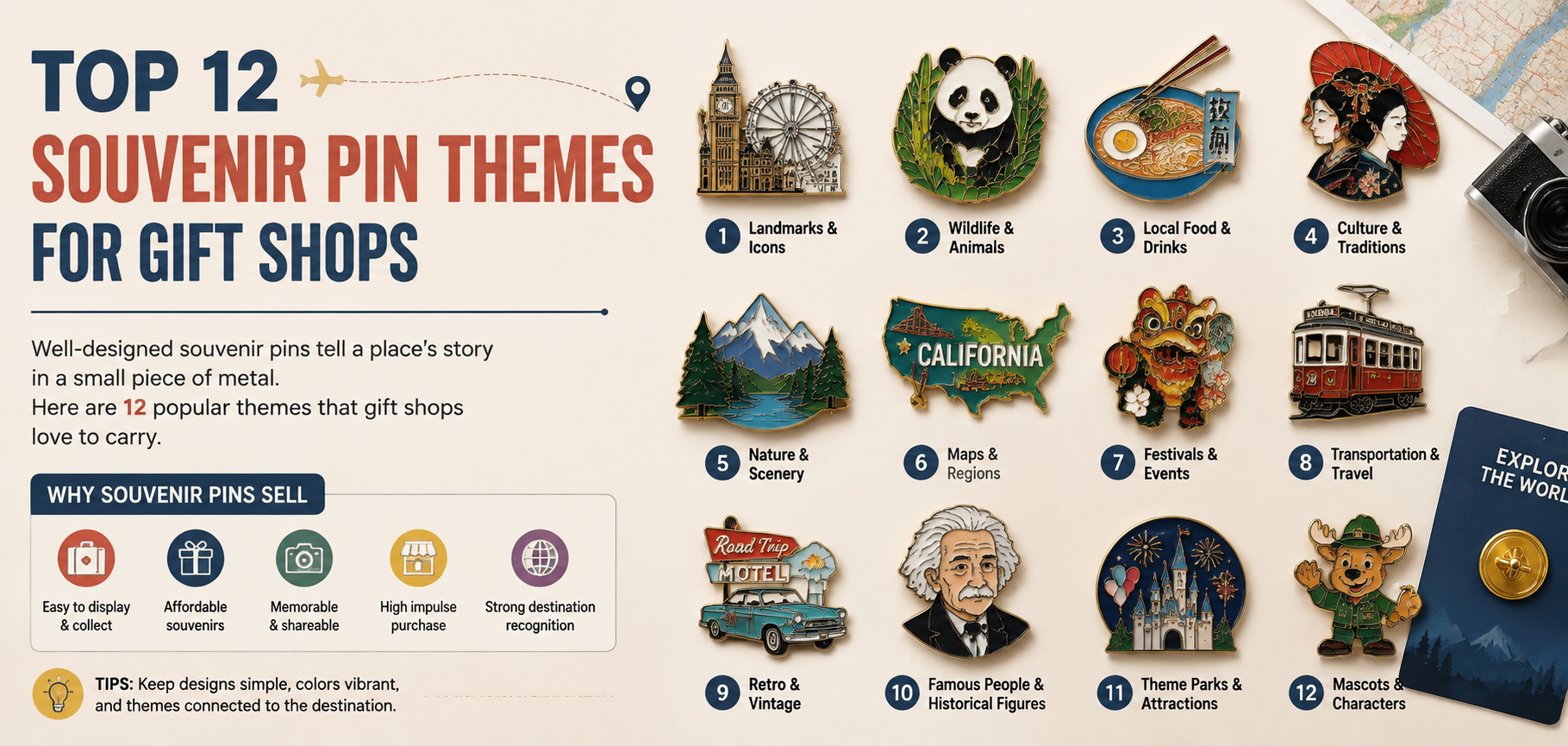 Top 12 Souvenir Pin Themes for Gift Shops post thumbnail